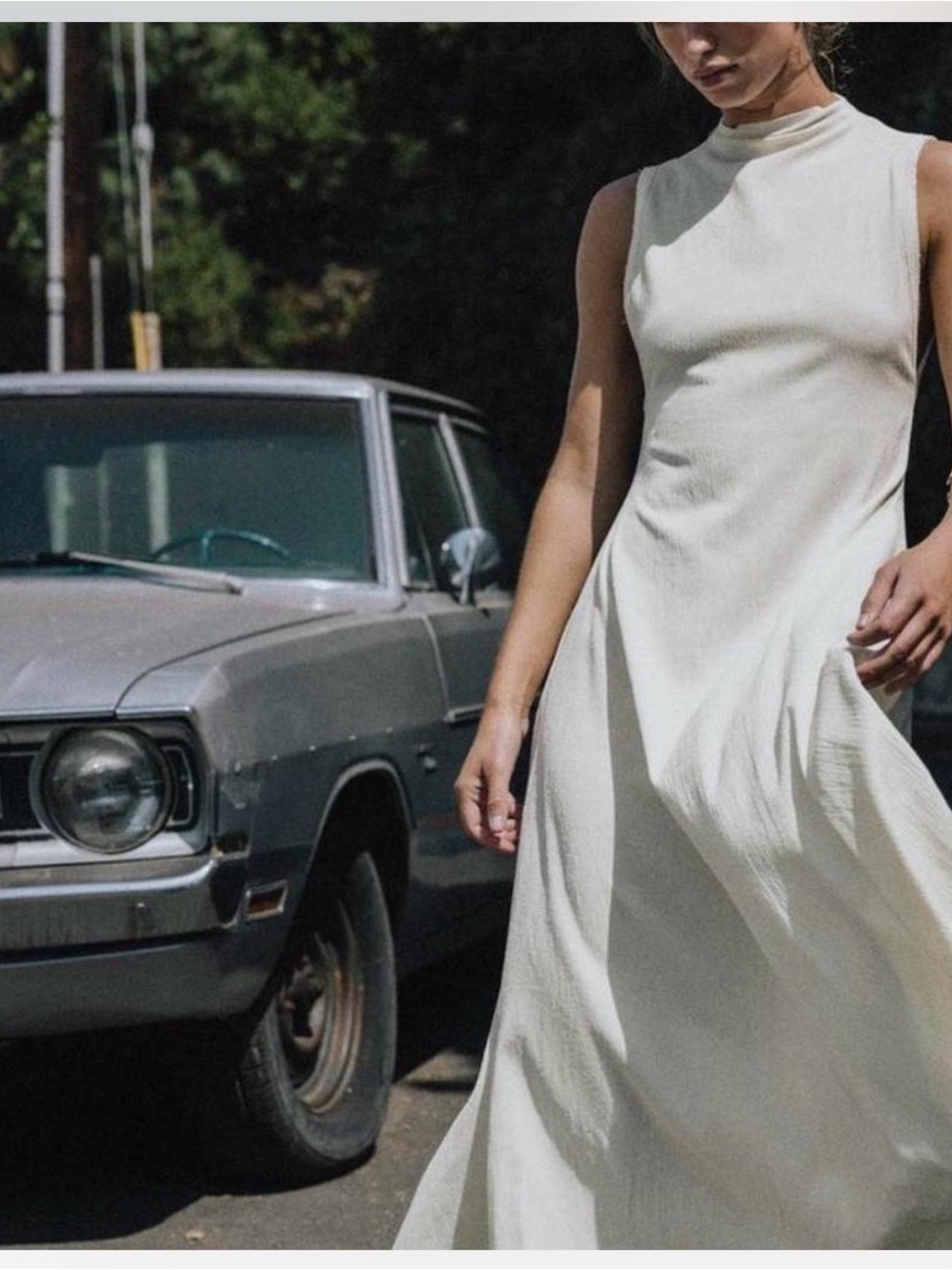Zara Sleeveless Cream Maxi Dress with High Neck